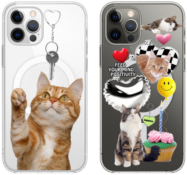 아이폰14 시리즈 치즈 고양이 투명 맥세이프 케이스