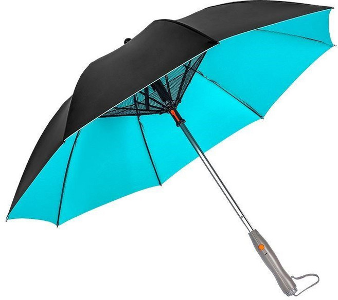 선풍기우산 골프우산 골프양산 uv차단 초경량 배터리 usb충전 충전식, 블랙/파란색(내부)_충전모델, 1개