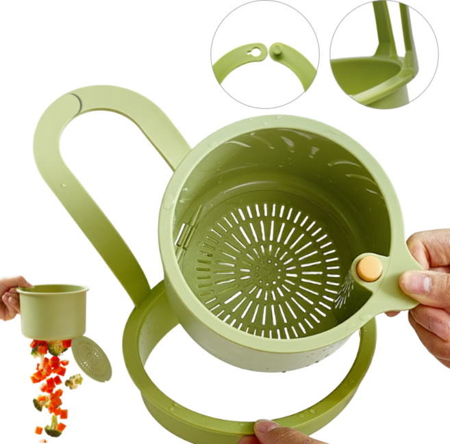 키치킷 원터치 음식물 거름망 3세대 싱크대 음식물쓰레기통 간편 물빠짐 바스켓, 그린, 1개