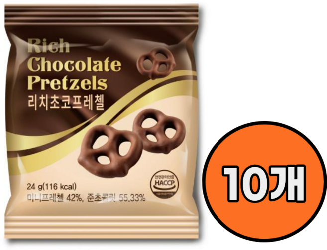 대상 리치초코 프리첼 미니프레첼, 24g, 10개