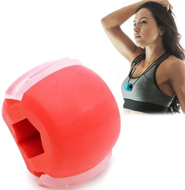 Jawline 운동기 턱 근육 토너 훈련 피트니스 공 노화 방지 식품 등급 실리카 얼굴 뺨 리프팅 슬리밍, 04 red