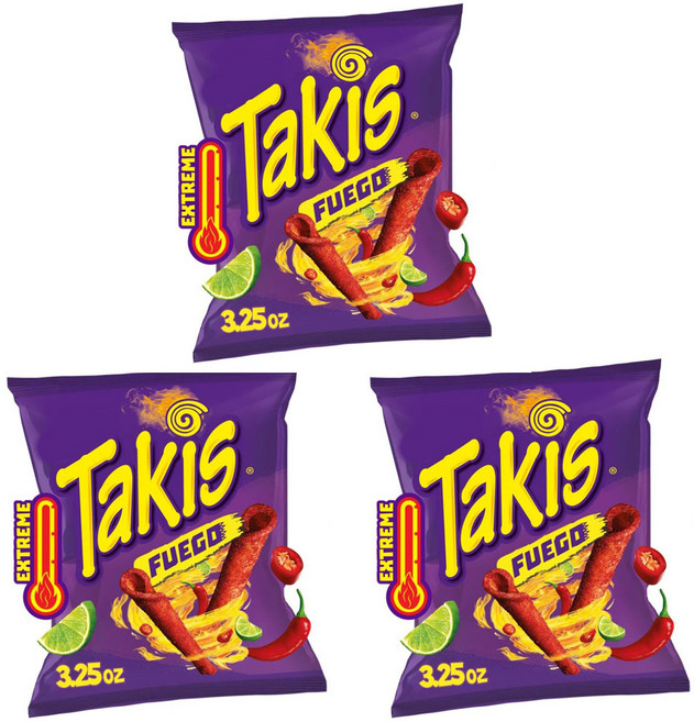 3개세트 타키스 후고 핫칠리 페퍼 라임 또띠아 칩스 92.1g, 3개