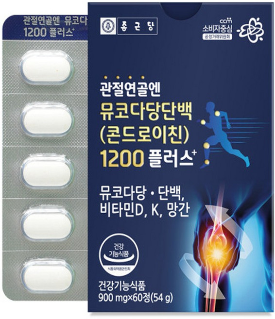 종근당 관절연골엔 뮤코다당단백 (콘드로이친) 1200Plus, 60정, 1박스