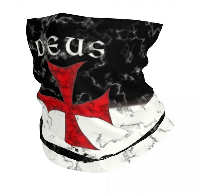Deus Vult Crusader 크로스 인 대리석 반다나 목 UV 보호 얼굴 스카프 커버 남성 나이트 헤드웨어 튜브 발, 01 Multiuse Bandana, 04 1, 1개