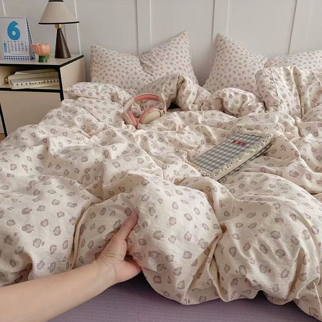 부드러운 사계절 플라워 침구세트 극세사 이불커버+침대시트+베개커버 세트 S/D/Q