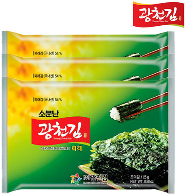 소문난 광천김 파래 전장김 25g x 36봉, 36개