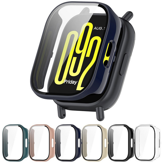 샤오미 레드미 워치5 액티브 케이스 클리어 강화유리 풀커버 Active, 1개, 네이비