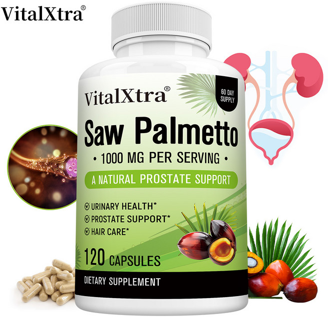 쏘팜캡슐 - 전립선 건강보충제로 모발 성장을 촉진하여 정상적인 배뇨빈도를 유지하는데 도움을 주는 천연 DHT 차단제, 2개, 120회분