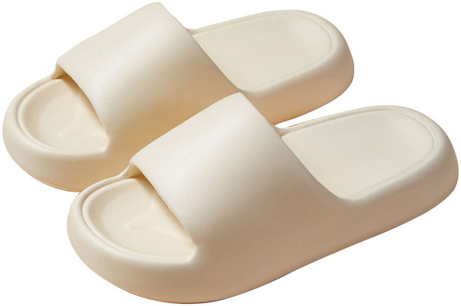 軟糖厚底拖鞋 居家室內EVA防滑防水踩屎感拖鞋, 奶黃(超取限6雙),L(40-41)