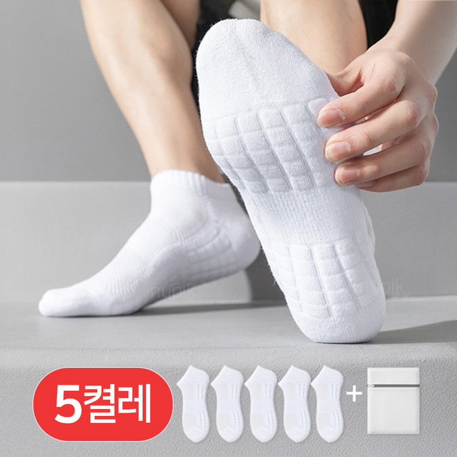 누픽 두툼한 쿠션감의 발편한 스포츠 양말 단목 중목 장목 5켤레 세트