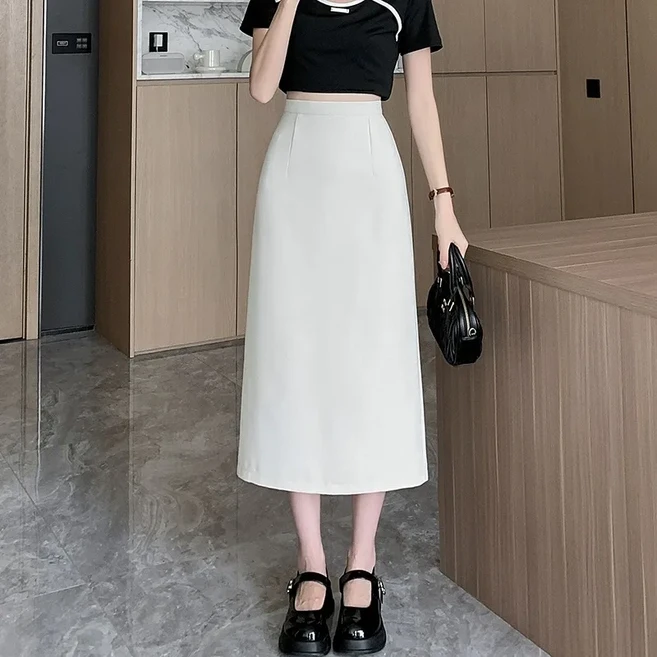 앤드스타일 여성용 숏/기본 기장 텐션 H라인 롱스커트 264680