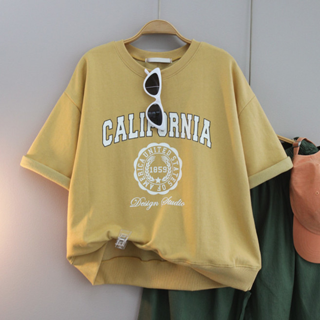 달콩 여성 니아레터링반팔맨투맨 여름반팔 칠부맨투맨