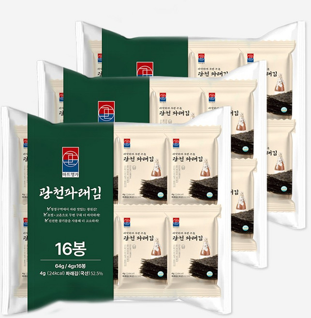 마트명가 광천 파래김, 3세트, 4g