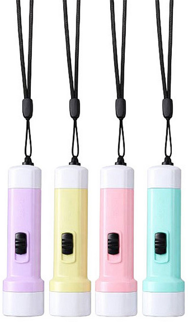 목걸이 미니 손전등 학생 어린이 휴대용 후레쉬 4개 세트, 1세트