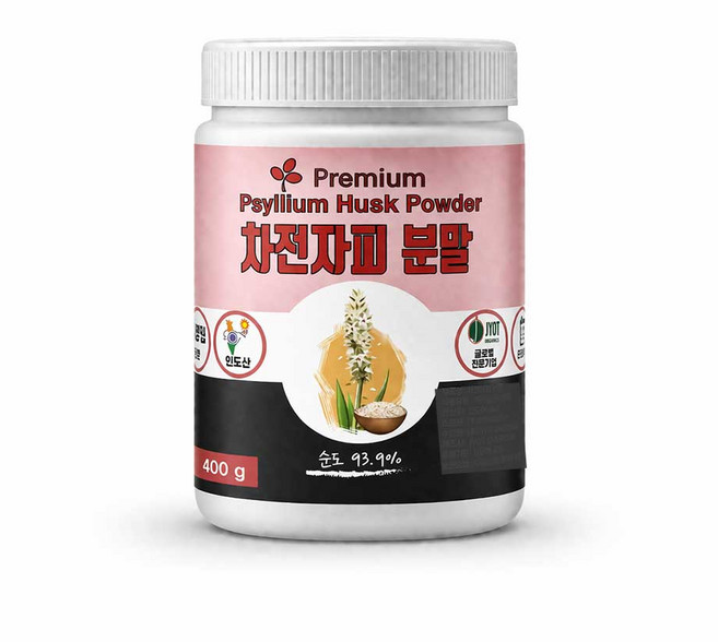 인도산 차전자피분말 고순도, 1개, 400g