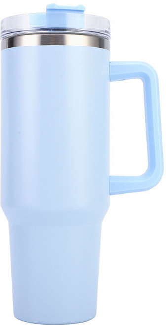 40oz 아이스하키컵 차량용 대용량 손잡이컵 스텐텀블러 커피보온보냉컵, 한 세대 연한 남색, 1개