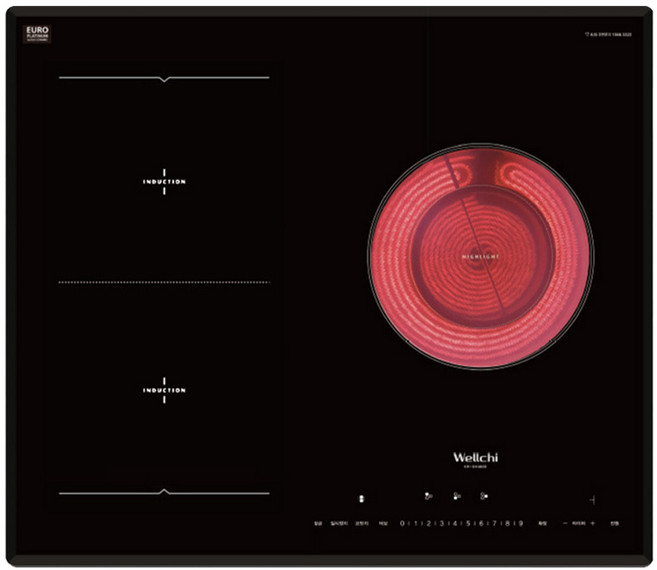 [기사방문 무료설치] 웰치 KR-SH4600N 하이브리드 3구 전기렌지 인덕션2구 하이라이트1구 빌트인 매립형 전기쿡탑 추천 이동형 분리형 케이스 프리스탠딩 주방가전