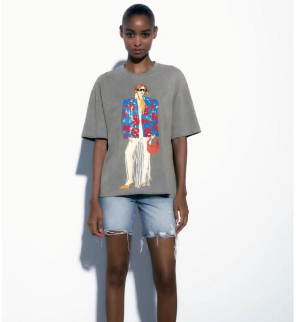 ZARA 자라 여자 반팔티 캐주얼 티셔츠 아이 면티 5Y0606