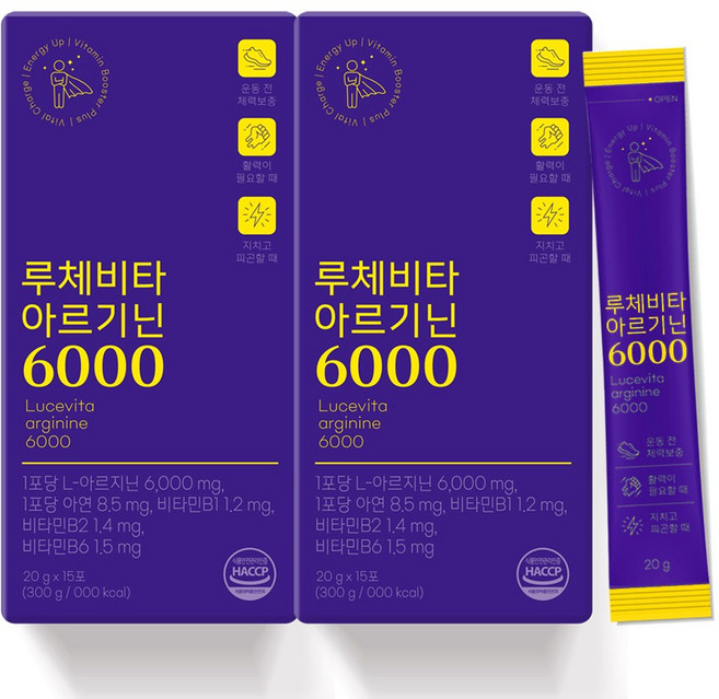 루체비타 고함량 L 아르기닌 6000 액상 스틱 20g x 15포, 15회분, 2개