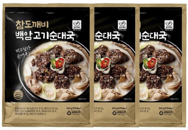 참도깨비 백암 고기순대국 640g 국내산 토종고기순대와 국내산 고기 가득, 3개