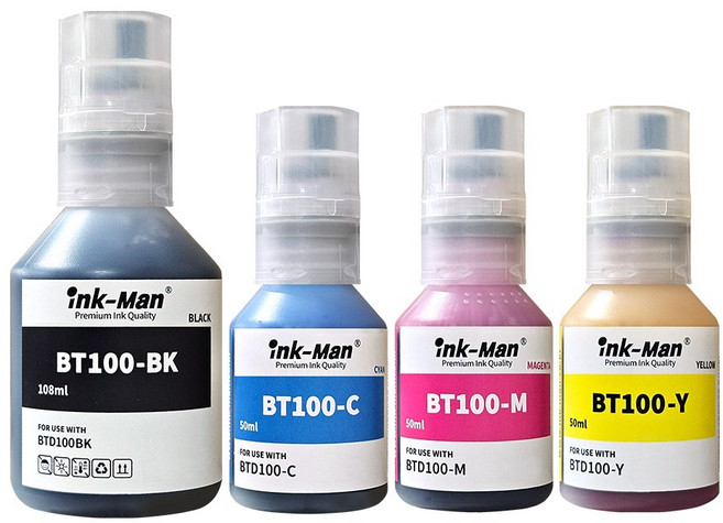 잉크맨 브라더 호환 BTD100 무한 리필 잉크 DCP-T236 T436W T536DW T730DW T830DW T930DW MFC-T935DW 프린터 충전 잉크, 1개, BTD100 호환 4색세트
