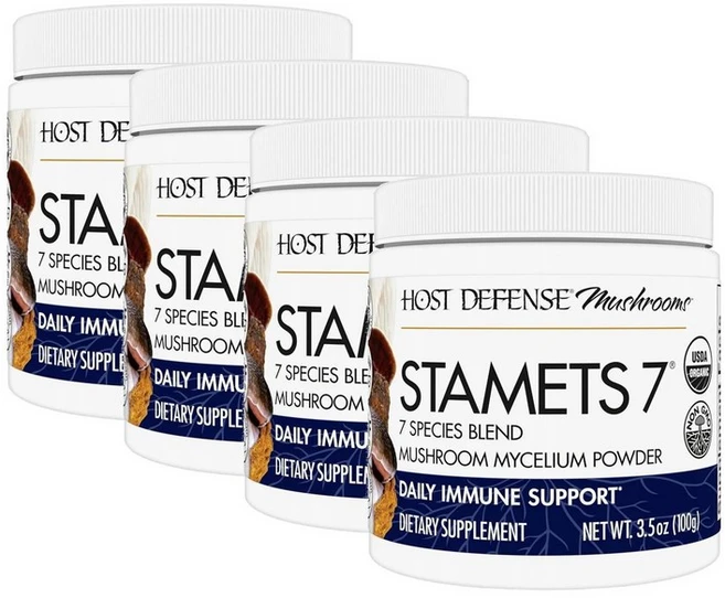 호스트 디펜스 스타메츠 7 머쉬룸 버섯 파우더 Host Defense Stamets 7 Mushroom Powder, 4개, 100g - 쿠팡