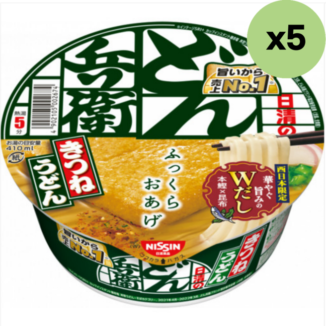 닛신 돈베이 키츠네 우동 동일본 한정, 96g, 5개