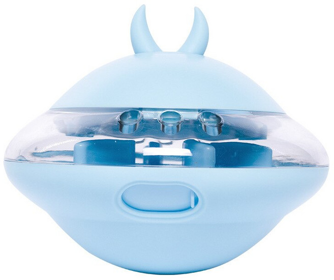 대화 형 귀여운 강아지 피더 장난감 애완 동물 그릇 예금 간식 교육 음식 분배 자동 공 던지기를 쫓는, 파란색 음식 그릇, 1개