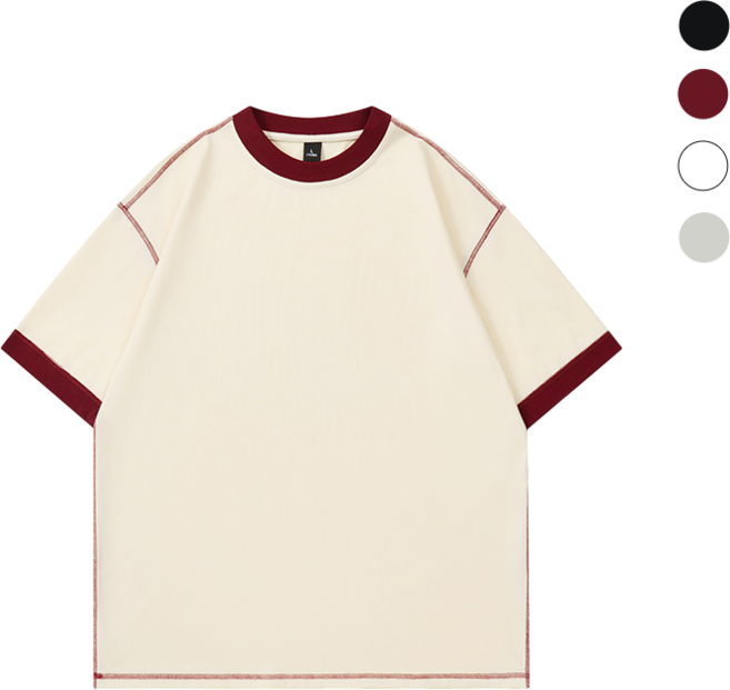 ASURE 남성 순면 반팔티 무지 링거 티셔츠