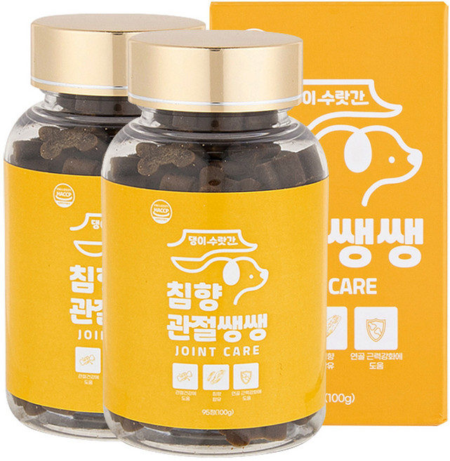 강아지 관절영양제 고함량 슬개골탈구 증상 연골 디스크 관리 콘드로이친 댕이수랏간 침향 관절쌩쌩 100g, 2개, 뼈/관절강화