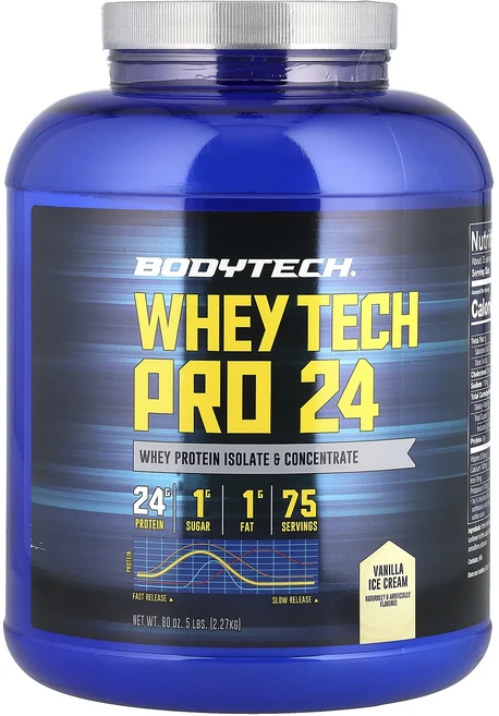 새해 건강을 선물하세요 BodyTech Whey Tech Pro 24 바닐라 아이스크림 2.27kg(5lbs) 특별관리진행, BodyTechWheyTechPro24바닐라아이스크림2, 1개 - 쿠팡