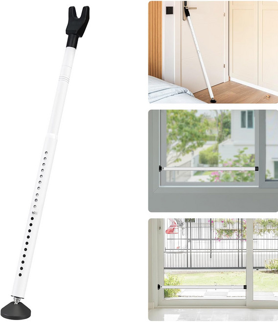 KURUA 도어 스토퍼 도어 보안 바 문지킴봉 길이조절 여성안전 방범 호텔 가정용 외개문 겸용, 1개, 흰색