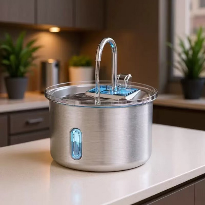 KOKHUB 반려동물 자동 급수기 정수기 2L 애견 음수대 +교체 필터 세트, 1개, 참고 이미지