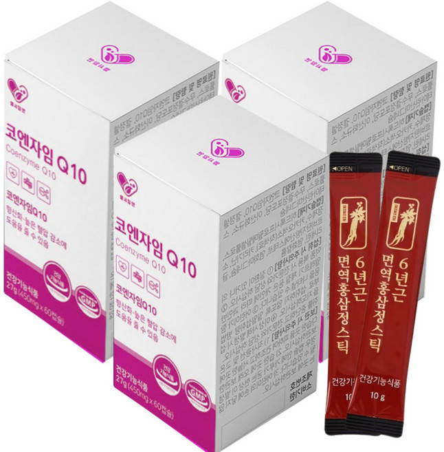 코엔자임Q10 혈압 감소도움 RG3 알지쓰리 홍삼 세트구성 식약청인증 에이치딜리버리, 3세트, 60회분