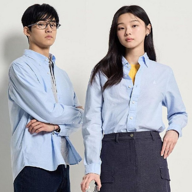 [백화점 정품] 빈폴 멘 [SS26][Essential] 남녀공용 옥스퍼드 솔리드 셔츠 - 스카이 블루 :BC6164E05Q