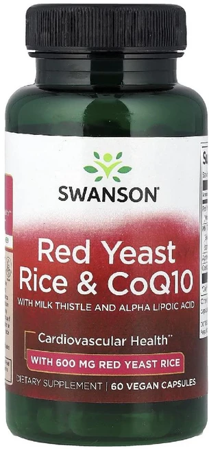 스완슨 홍국쌀 Red Yeast Rice 600mg 코큐텐 CoQ10 밀크씨슬 캡슐 60정, 120g - 쿠팡