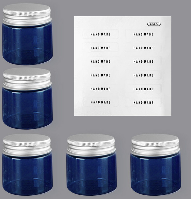 포포라운지 화장품 공병 플라스틱 크림 원료 소분 용기 샘플병, 5개, 50g 블루