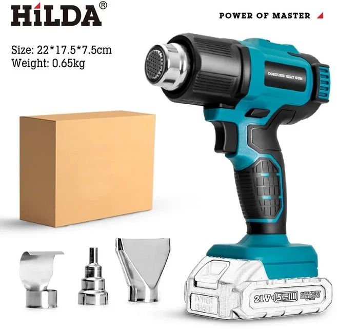 21V 무선 열풍기 충전식 히트건 노즐 포함 전기 공예 DIY 수리용 마키타 배터리 및 글루건 포함, 02 no battery AB231