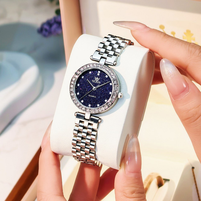 OLEVS 여성손목시계 정품쿼츠 럭셔리 명품 워터프루프 메탈시계
