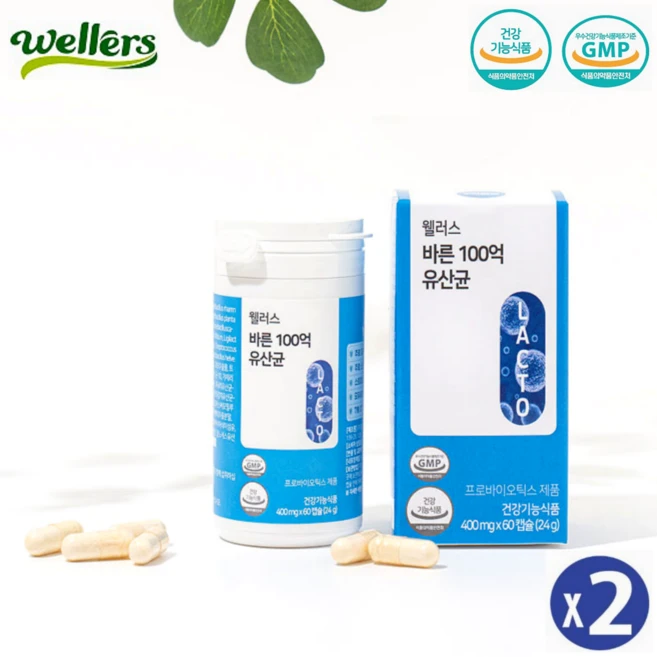 웰러스 바른원료 모유유산균 프롤린유산균 100억 유산균 400mg 60캡슐 NO화학부형제, 2개 - 쿠팡