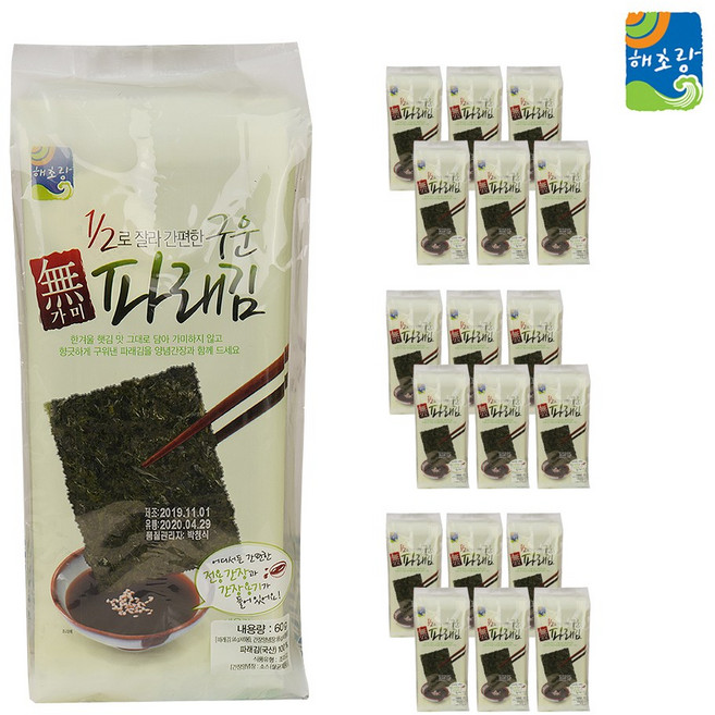 메이저유통 해초랑 무가미 구운 파래김 1박스(4g x 18봉), 2. 파래김(4g), 18개