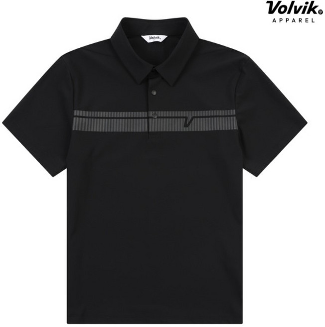 볼빅 남성 골프 에센셜 보더 프린트 제에리 반팔 티셔츠 VMTSP395_BK (블랙)
