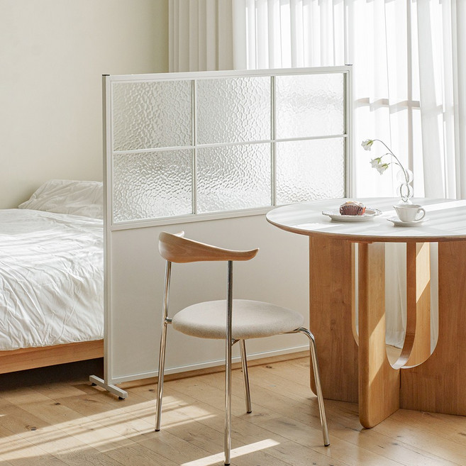 레트로하우스 틴우드 아쿠아유리 철제파티션 1200 (하프), 화이트