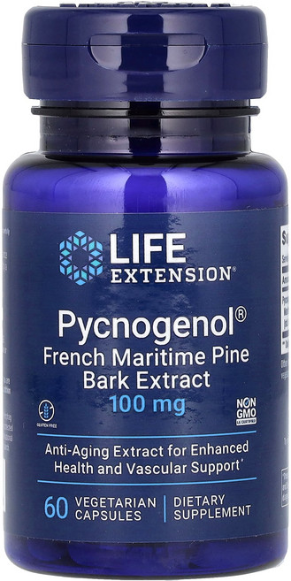 Life Extension 라이프익스텐션 피크노제놀 프렌치 마리타임 파인 바크 추출물 100mg 60 베지캡슐 보충제, Life Extension 라이프익스텐션 피크노제놀 프