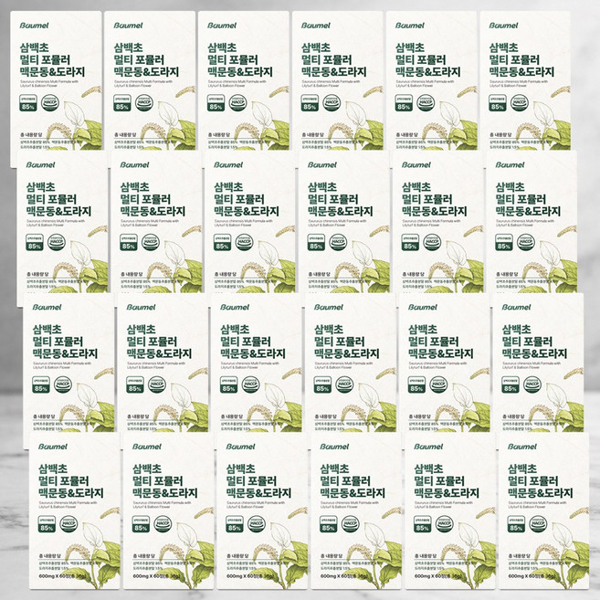 바움엘 삼백초 추출물 멀티포뮬러 맥문동 도라지 600mg, 24개, 60정