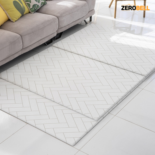 제로벨 제로플러스 두께 15mm PVC 양면 놀이방매트 유아 어린이 거실 아이방 매트, JS 헤링본 화이트