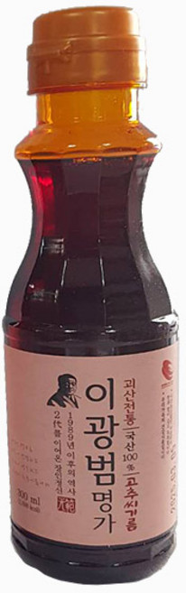 [이광범 명가] 괴산전통 국산 고추씨 기름 300ml, 1개