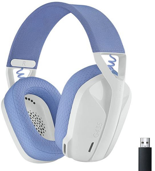 Logitech G435 LIGHTSPEED 무선 게이머 헤드셋 USB Bluetooth2.4 G 연결 PCPS용 내장 마이크 게임용 헤드폰, [02] g435-white, 1개