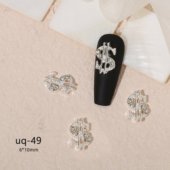 유니스뮬라 네일파츠 네일주얼리 크리스탈 큐빅 네일스톤 10개 리본파츠 로즈파츠 별파츠 달파츠, 달러 큐빅, uq-49