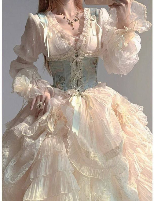 중세 드레스 로판 경성 복고풍 졸사컨셉 사진 졸업 드레스 원피스